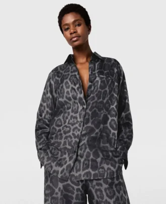 Chemise oversize imprimée léopard
