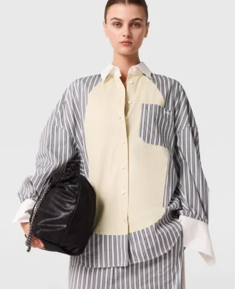 Chemise oversize à rayures mixtes