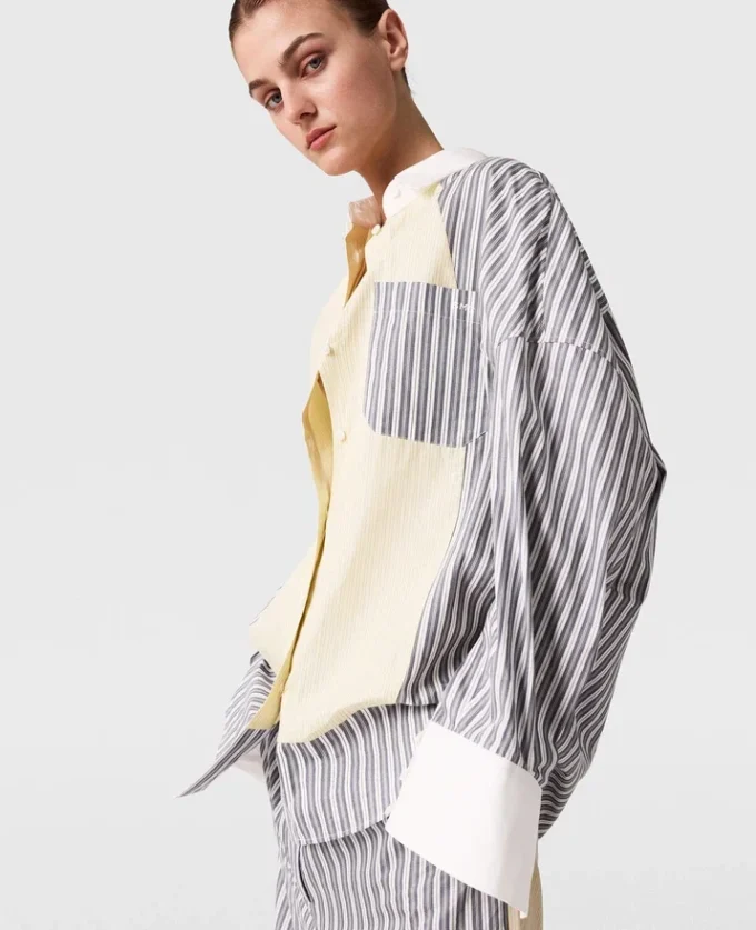 Chemise oversize à rayures mixtes Chemise oversize à rayures mixtes