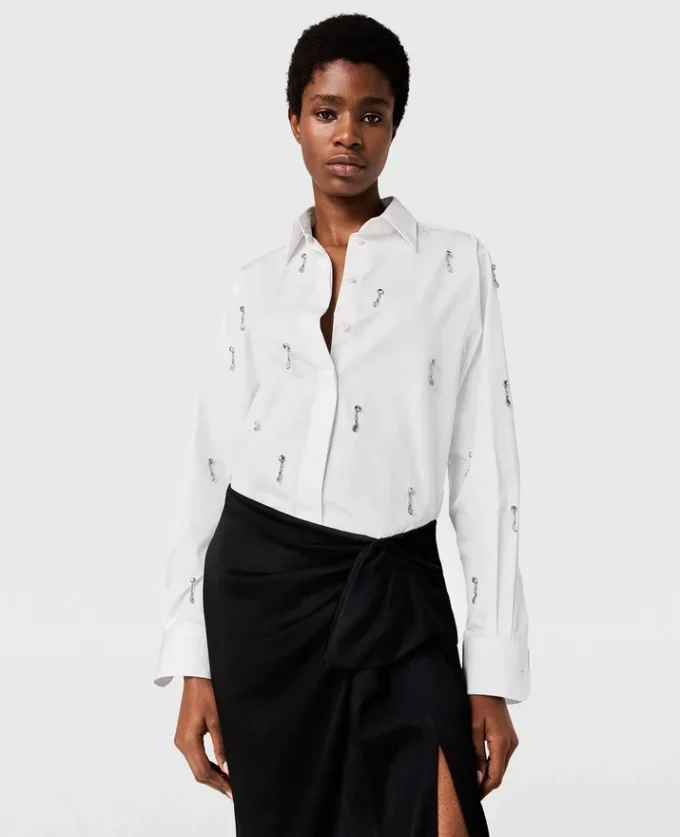 Chemise Oxford ornée de cristaux sans plomb Chemise Oxford ornée de cristaux sans plomb