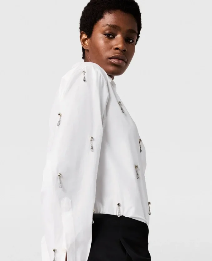Chemise Oxford ornée de cristaux sans plomb Chemise Oxford ornée de cristaux sans plomb