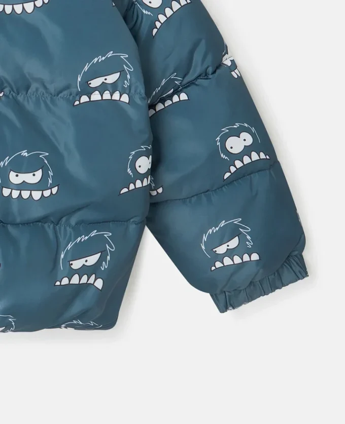 Doudoune à capuche imprimé Monster