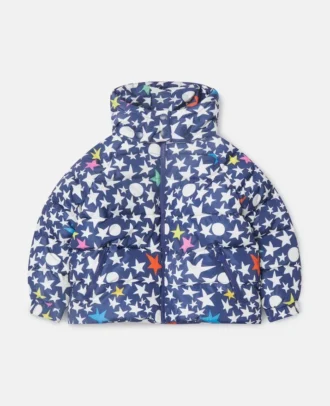 Doudoune à capuche imprimée étoiles