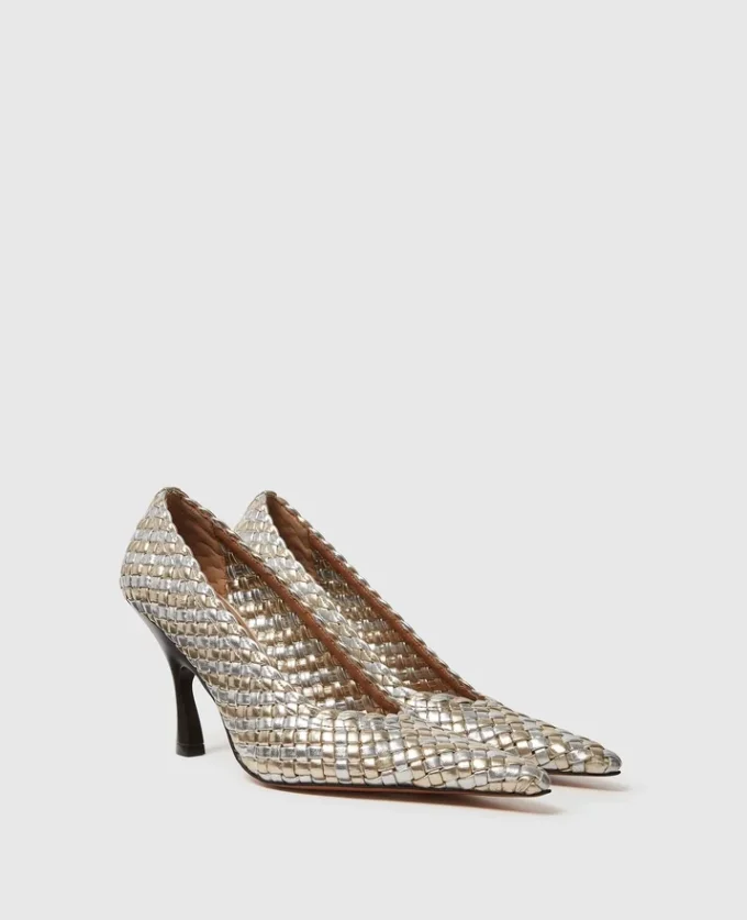 Elsa Escarpins à talons bobines métalliques tissés Elsa Escarpins à talons bobines métalliques tissés