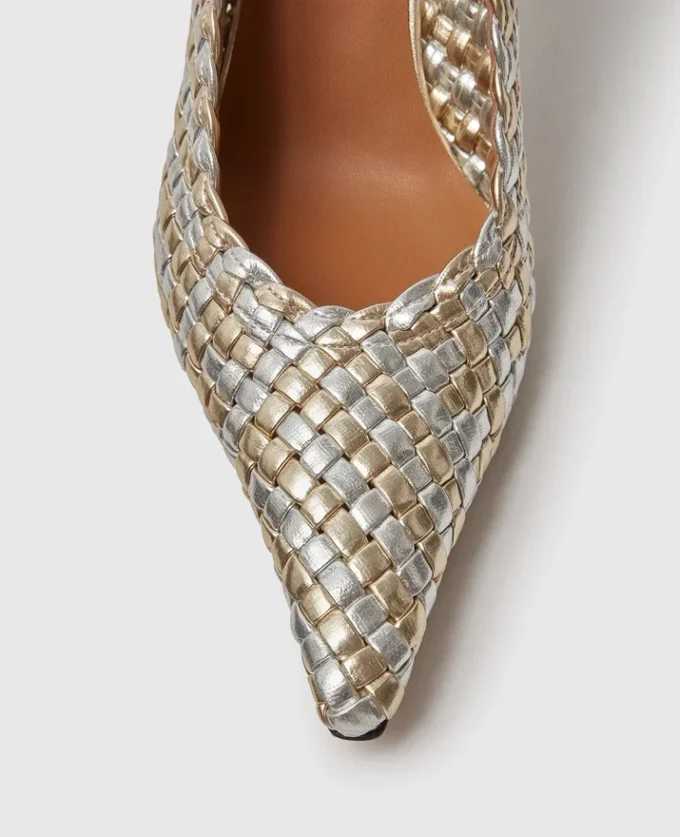 Elsa Escarpins à talons bobines métalliques tissés Elsa Escarpins à talons bobines métalliques tissés
