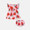 Ensemble robe imprimée fraises et bloomers Ensemble robe imprimée fraises et bloomers