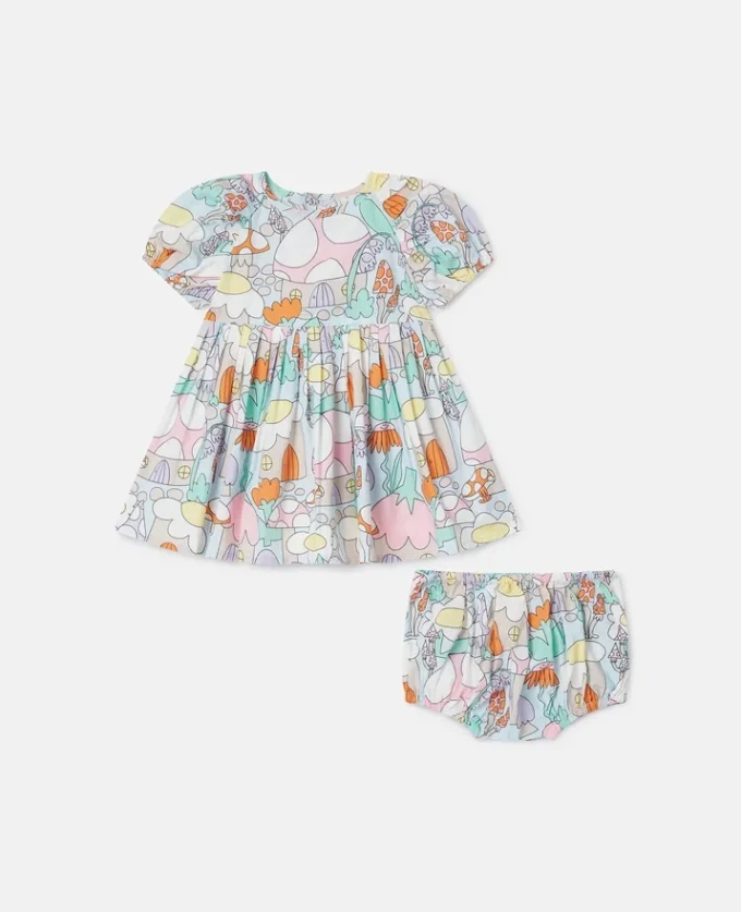 Ensemble robe à manches courtes imprimé forêt et bloomers Ensemble robe à manches courtes imprimé forêt et bloomers