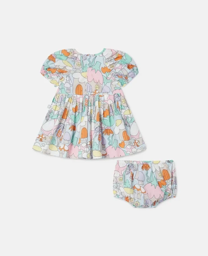 Ensemble robe à manches courtes imprimé forêt et bloomers Ensemble robe à manches courtes imprimé forêt et bloomers