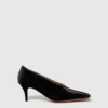 Escarpins à talons bobines en cuir verni à bout carré Escarpins à talons bobines en cuir verni à bout carré