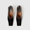 Escarpins à talons bobines en cuir verni à bout carré Escarpins à talons bobines en cuir verni à bout carré