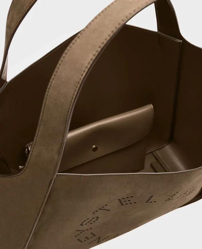 Grand sac fourre-tout en daim avec logo