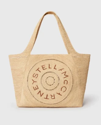 Grand sac fourre-tout en raphia avec logo