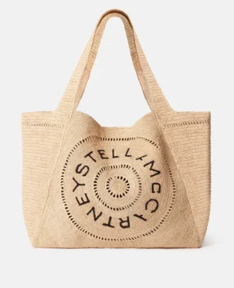 Grand sac fourre-tout en raphia avec logo