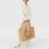 Grand sac fourre-tout en raphia avec logo