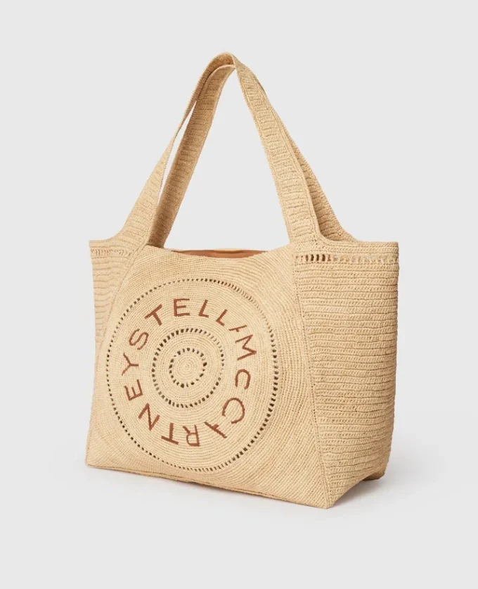 Grand sac fourre-tout en raphia avec logo