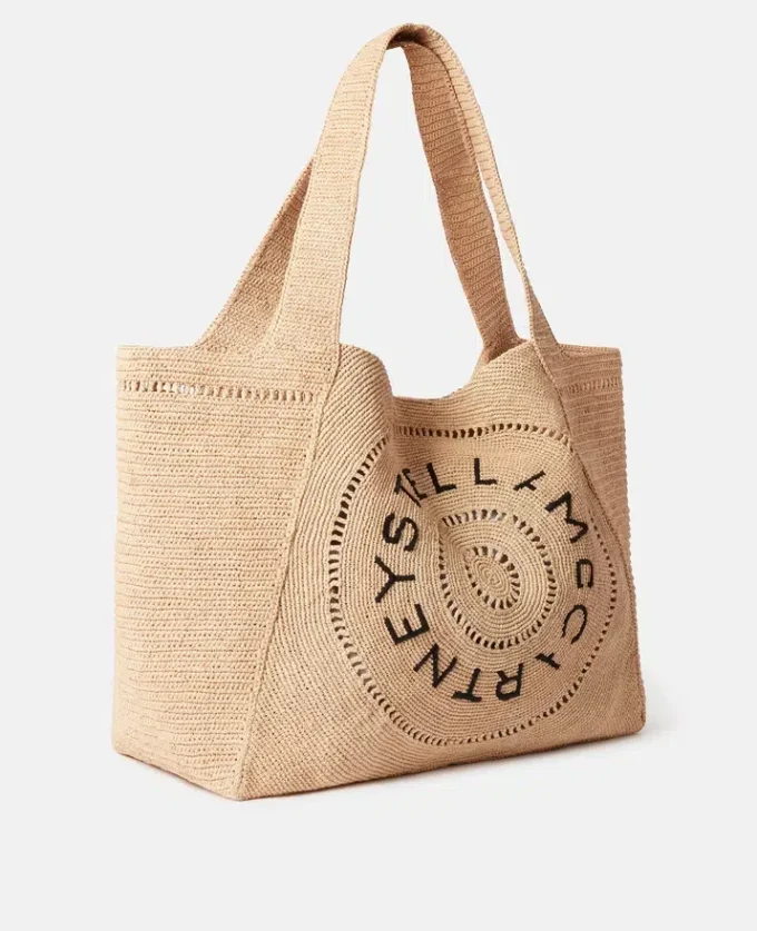 Grand sac fourre-tout en raphia avec logo