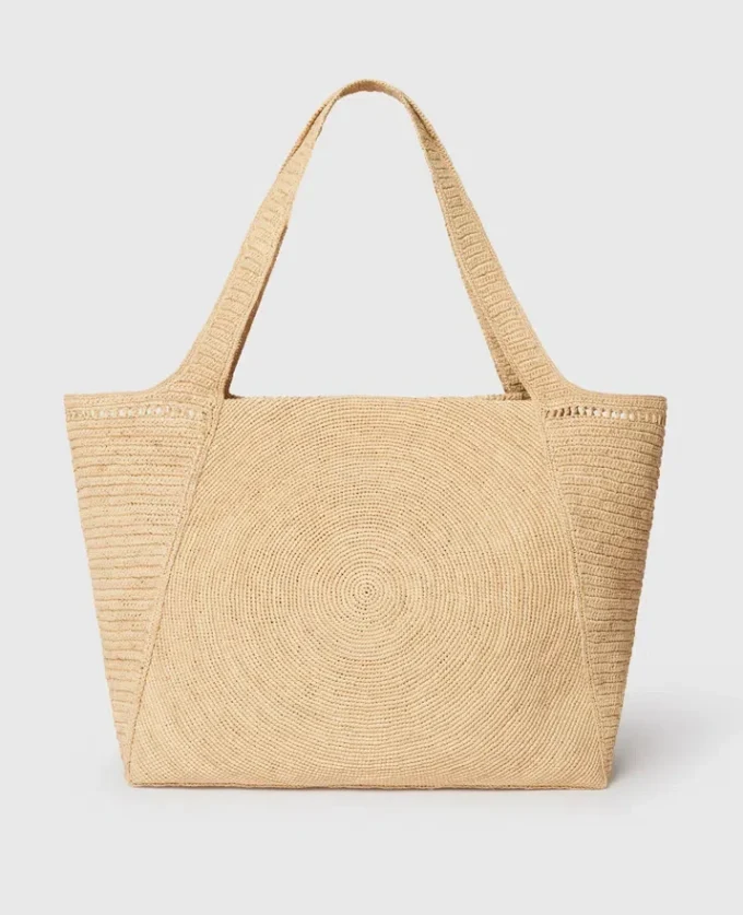 Grand sac fourre-tout en raphia avec logo