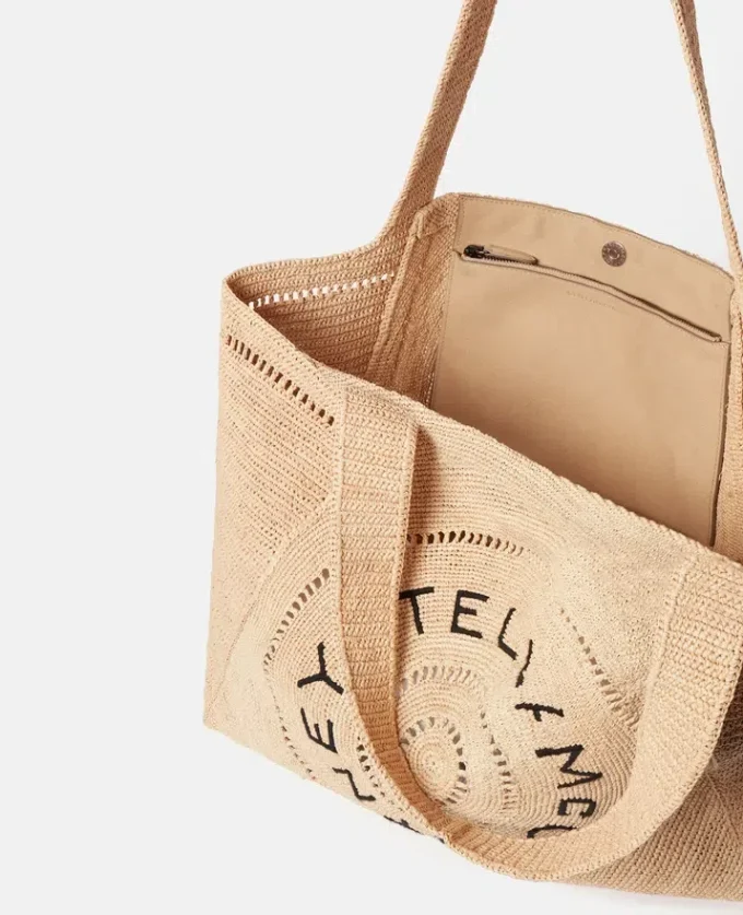 Grand sac fourre-tout en raphia avec logo