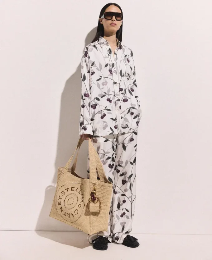 Grand sac fourre-tout en raphia avec logo