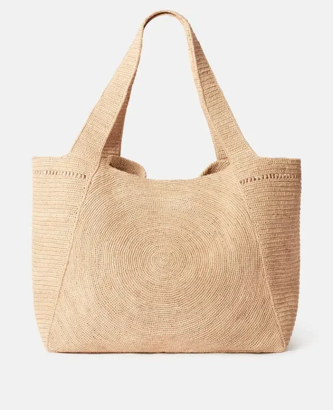 Grand sac fourre-tout en raphia avec logo