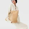 Grand sac fourre-tout en raphia avec logo