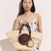 Grand sac fourre-tout en raphia crocheté avec logo