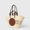 Grand sac fourre-tout en raphia crocheté avec logo