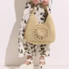 Grand sac fourre-tout souple en raphia avec logo Grand sac fourre-tout souple en raphia avec logo