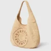 Grand sac fourre-tout souple en raphia avec logo Grand sac fourre-tout souple en raphia avec logo