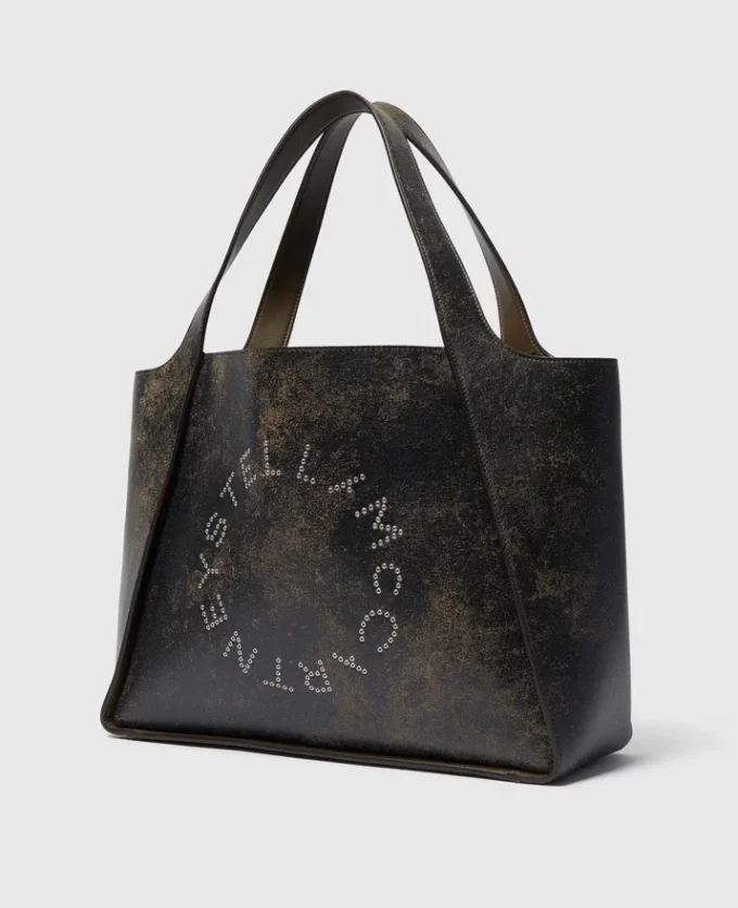 Grand sac fourre-tout vieilli avec logo Grand sac fourre-tout vieilli avec logo
