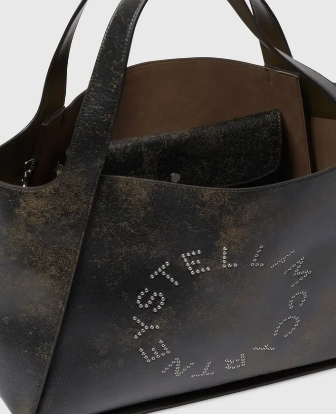 Grand sac fourre-tout vieilli avec logo Grand sac fourre-tout vieilli avec logo