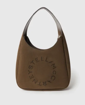Grand sac hobo en daim avec logo