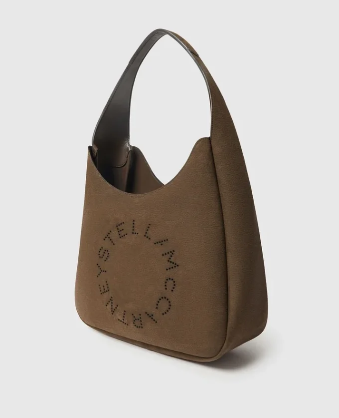 Grand sac hobo en daim avec logo Grand sac hobo en daim avec logo