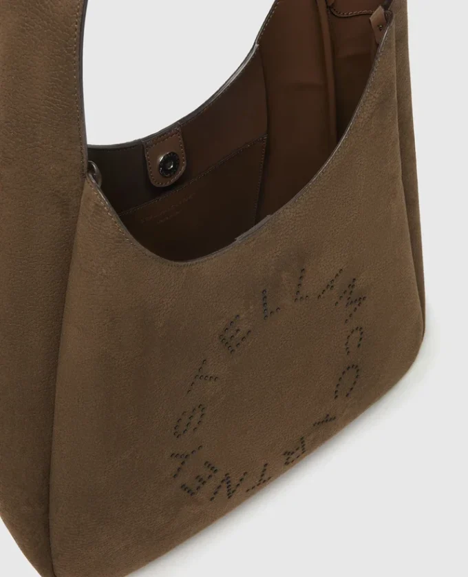 Grand sac hobo en daim avec logo Grand sac hobo en daim avec logo