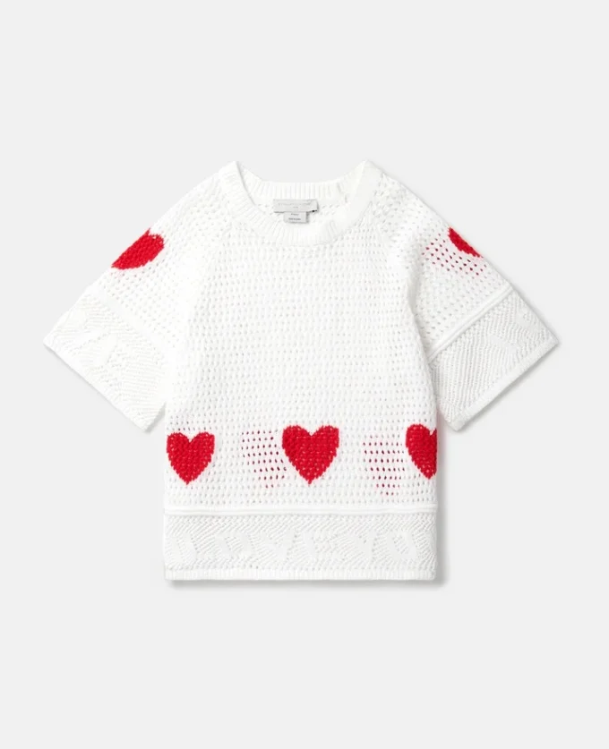 Haut à manches courtes et cœur crocheté Haut à manches courtes et cœur crocheté