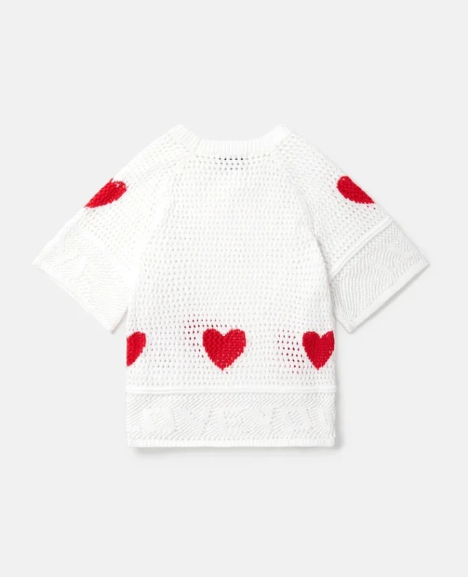 Haut à manches courtes et cœur crocheté Haut à manches courtes et cœur crocheté