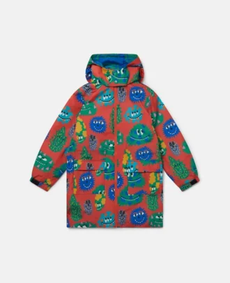 Imperméable à capuche imprimé tête de monstre