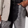 Jean chap en denim orné de miroirs Jean chap en denim orné de miroirs