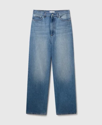 Jean délavé à taille haute et jambes larges