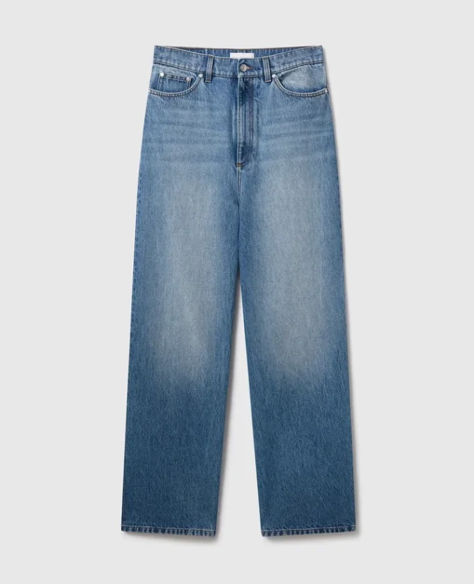Jean délavé à taille haute et jambes larges Jean délavé à taille haute et jambes larges