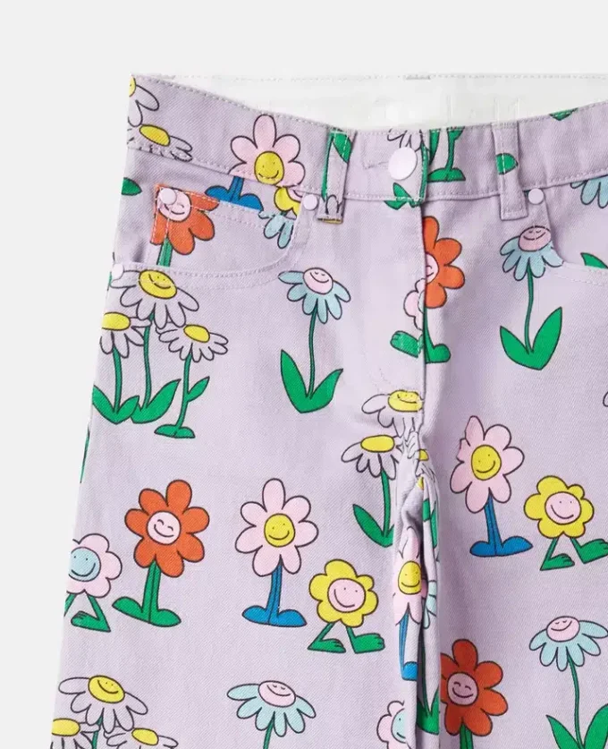 Jean droit à imprimé floral Jean droit à imprimé floral