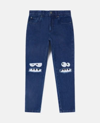 Jean droit à motif monstre