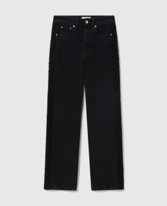 Jean droit taille haute en dentelle