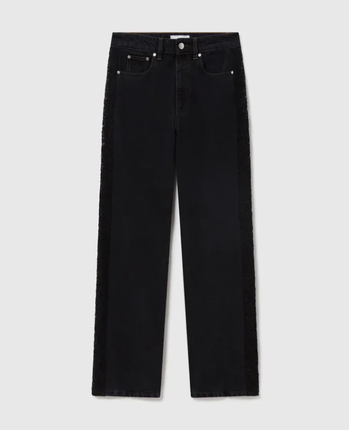 Jean droit taille haute en dentelle Jean droit taille haute en dentelle