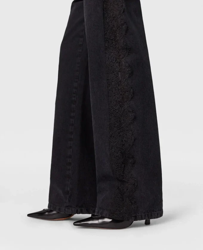 Jean droit taille haute en dentelle Jean droit taille haute en dentelle