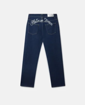 Jean droit taille mi-haute brodé Platinum Dream
