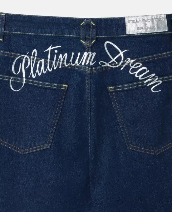 Jean droit taille mi-haute brodé Platinum Dream Jean droit taille mi-haute brodé Platinum Dream
