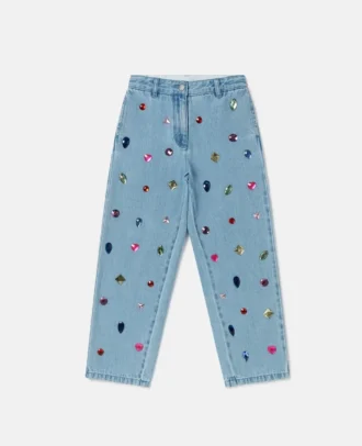 Jean en denim brodé de bijoux