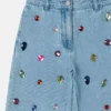 Jean en denim brodé de bijoux Jean en denim brodé de bijoux