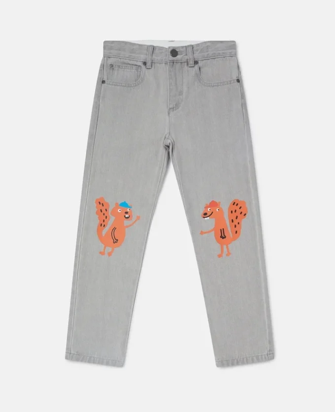 Jean en denim à motif écureuil Jean en denim à motif écureuil